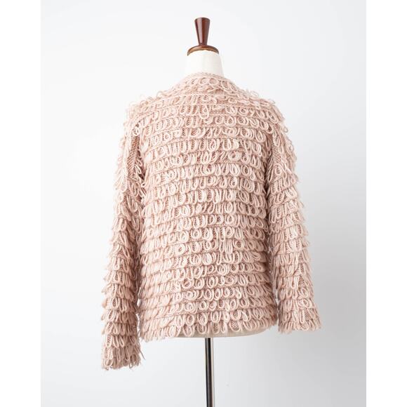 The Great. The Short Monster Loop Knit Cardigan Sweater Open Front TanAIAI - Picture 4 of 9